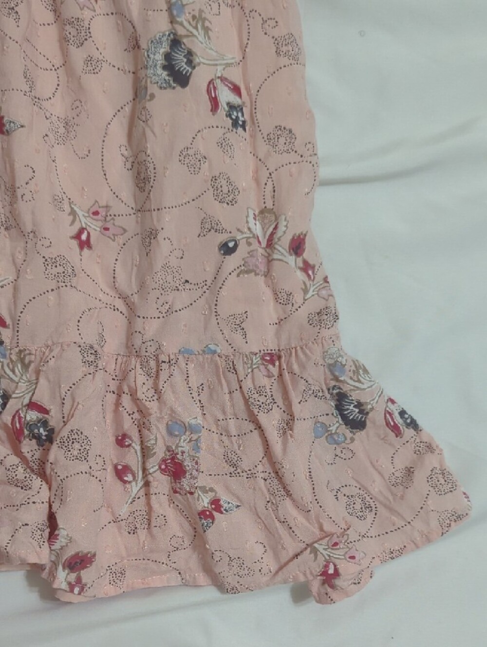 LOFT Floral Clip Dot Flounce Dress, Color Blush Whisper Pink Size S - Picture 7 of 16